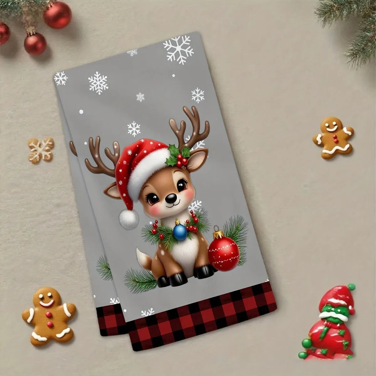 2-Pack Christmas Reindeer & Teddy Bear Towels