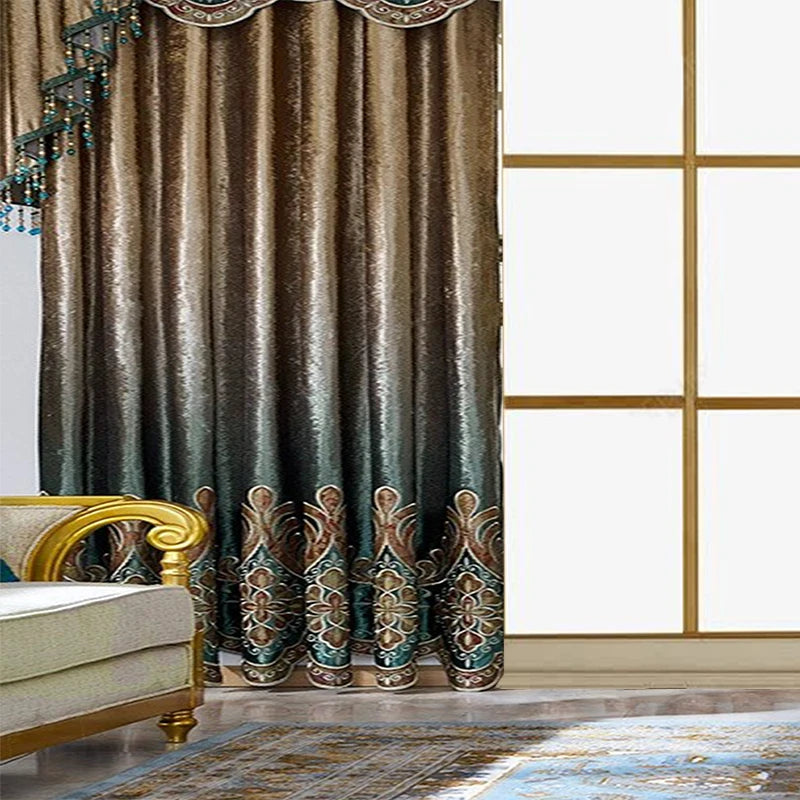 2PCS curtains, high-end European villas,