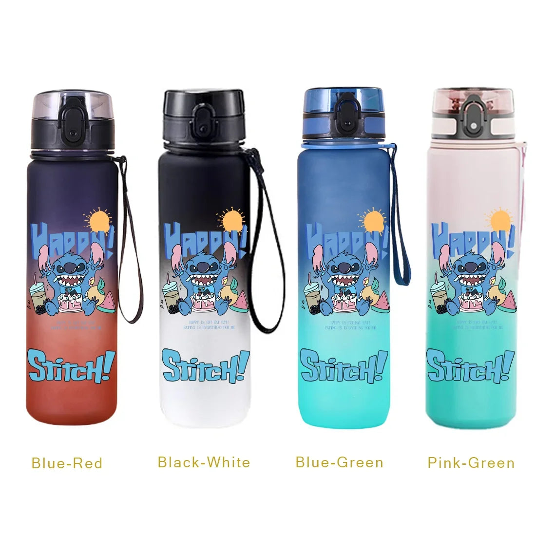 650ML Stitch Sports Flip Cover Water Bottle Leak Proof Colorful Plastic Cup