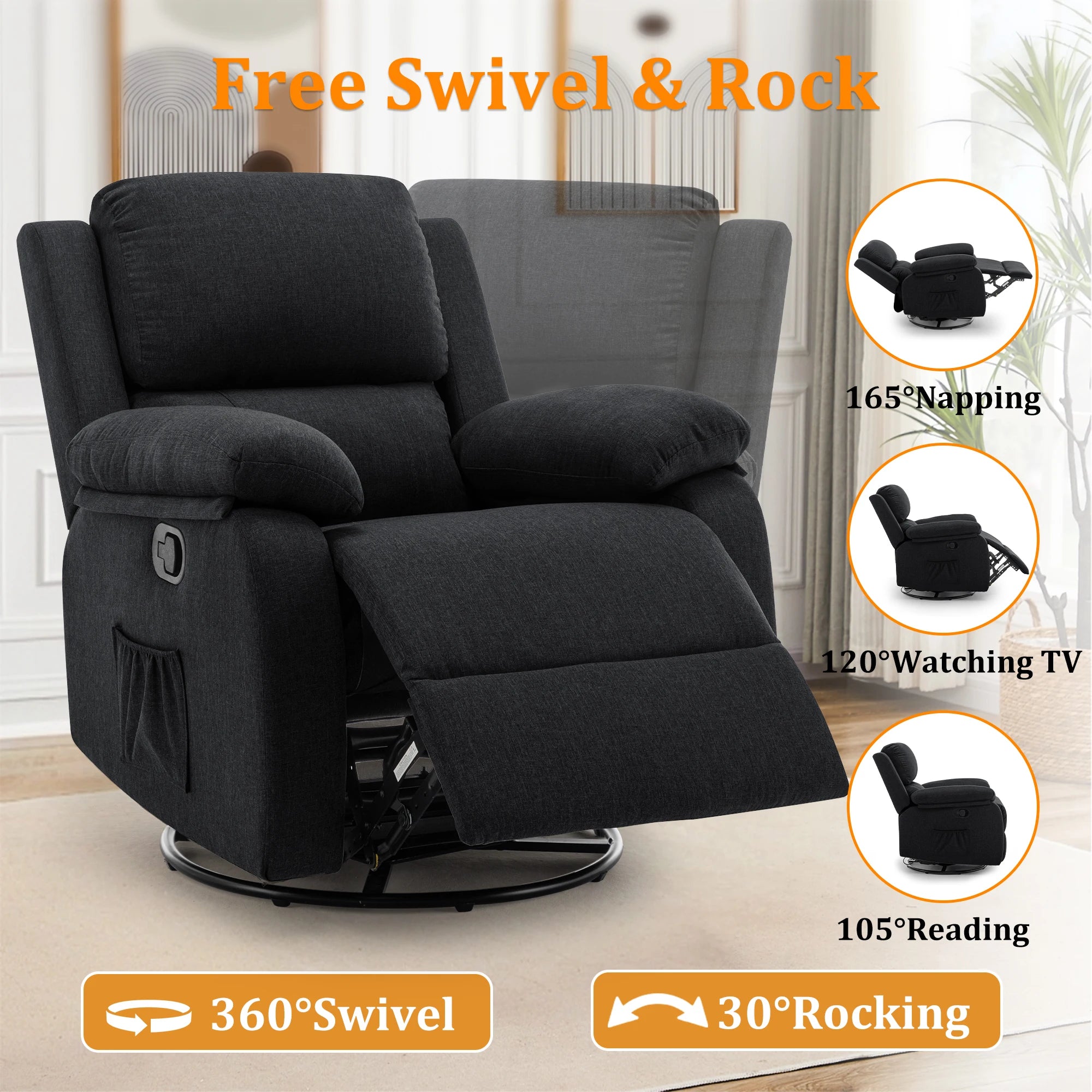 360 Swivel Small Rocker Chair