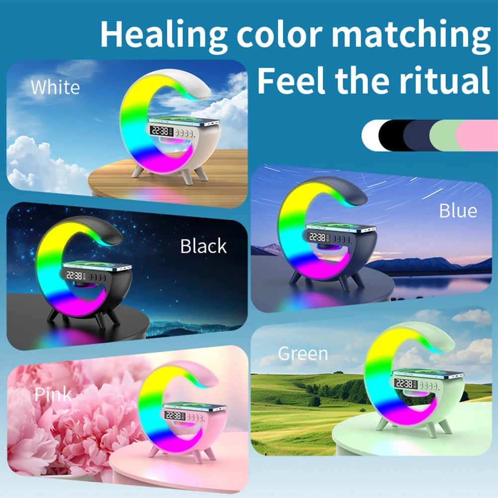 Wireless Speaker Charger Table Lamp with Alarm Clock