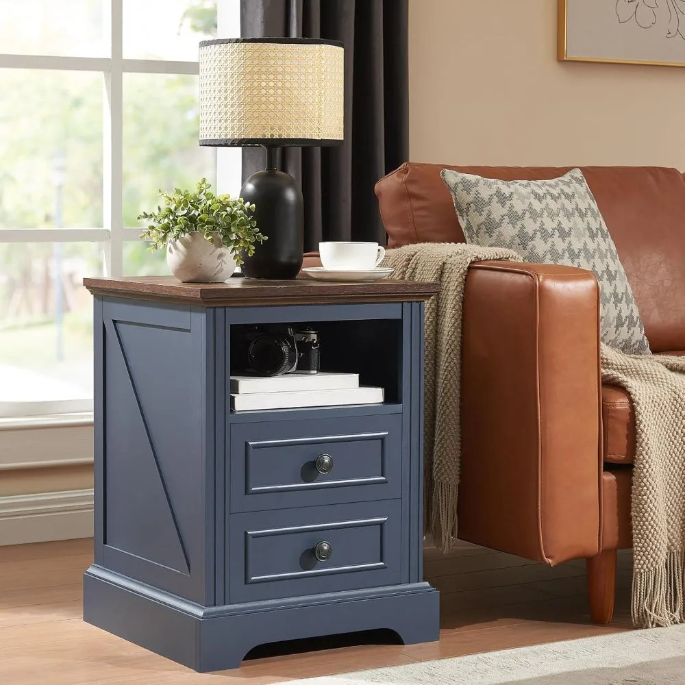 Nightstand Set of 2 with Charging Station