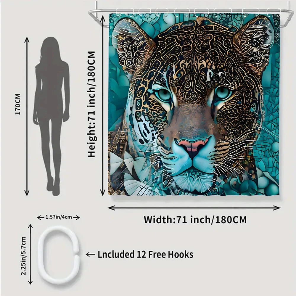 Cheetah Bathroom Four-piece Set - Avant-garde Waterproof Shower Curtain, creating a complete bathroom kit