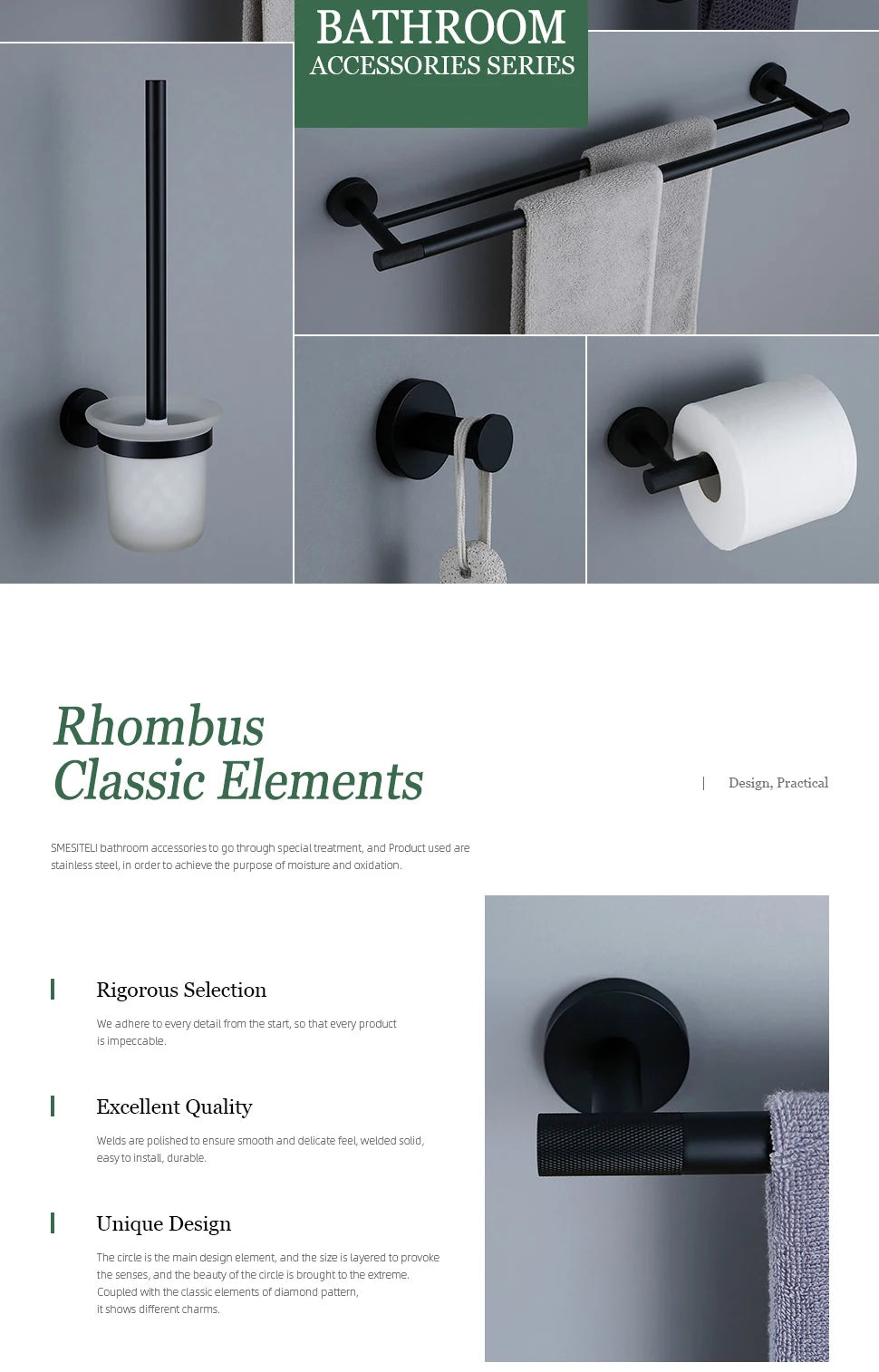 Black Bathroom Accessories Brass Knurled Kit Paper Holder Towel Rack Shelf Single Towel Holder Toilet Brush Holder Hook