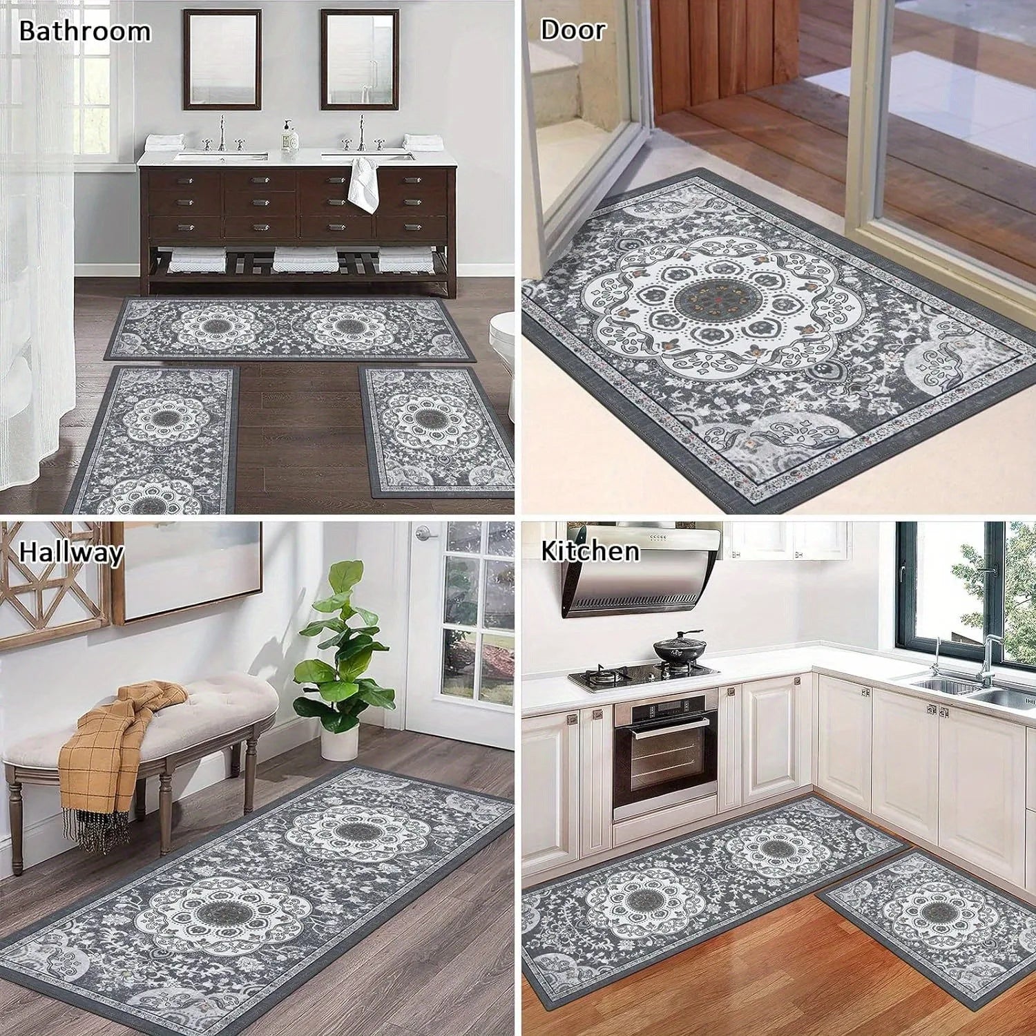 3 pcs set floor mat Bohemian style rugs kitchen carpet Non-slip