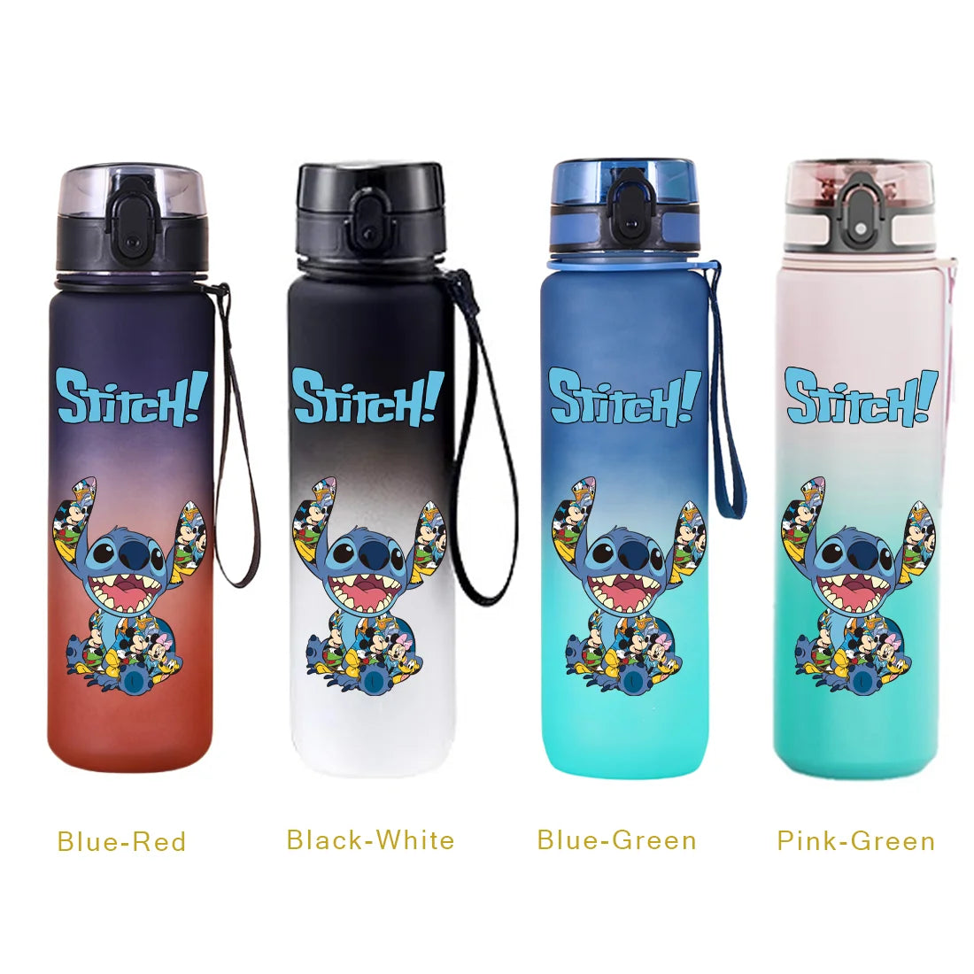 650ML Stitch Sports Flip Cover Water Bottle Leak Proof Colorful Plastic Cup