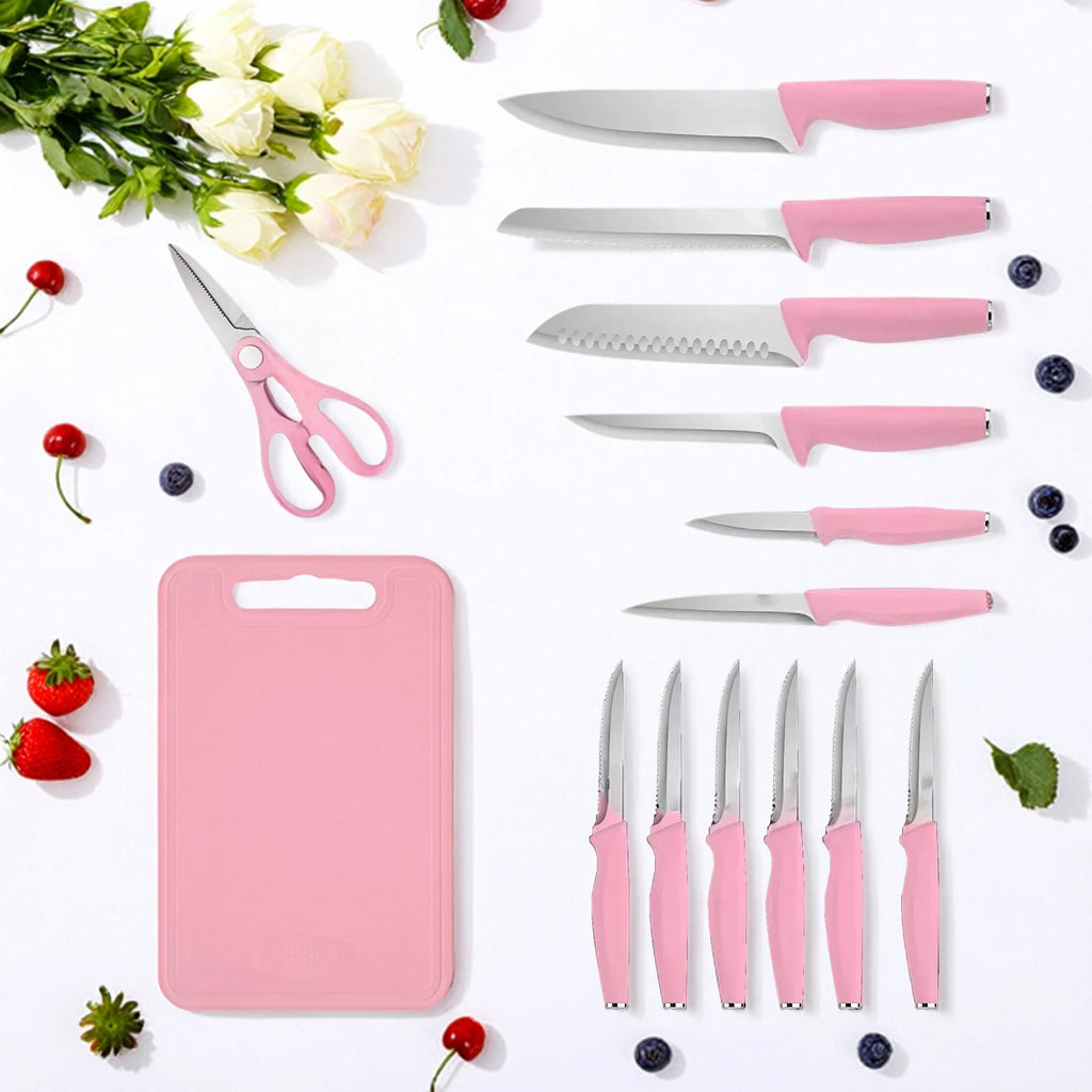 15 pieces kitchen stainless steel knife set,