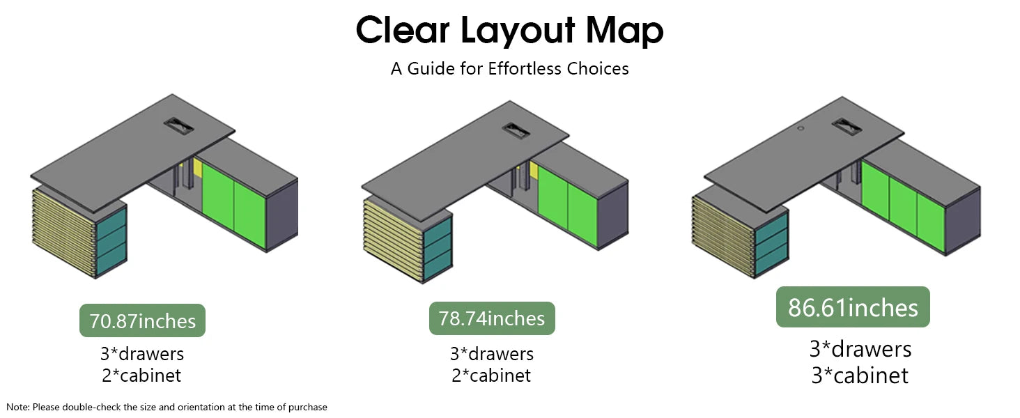 Adjustable Heigh L Shaped Executive Standing Desk w/Drawers