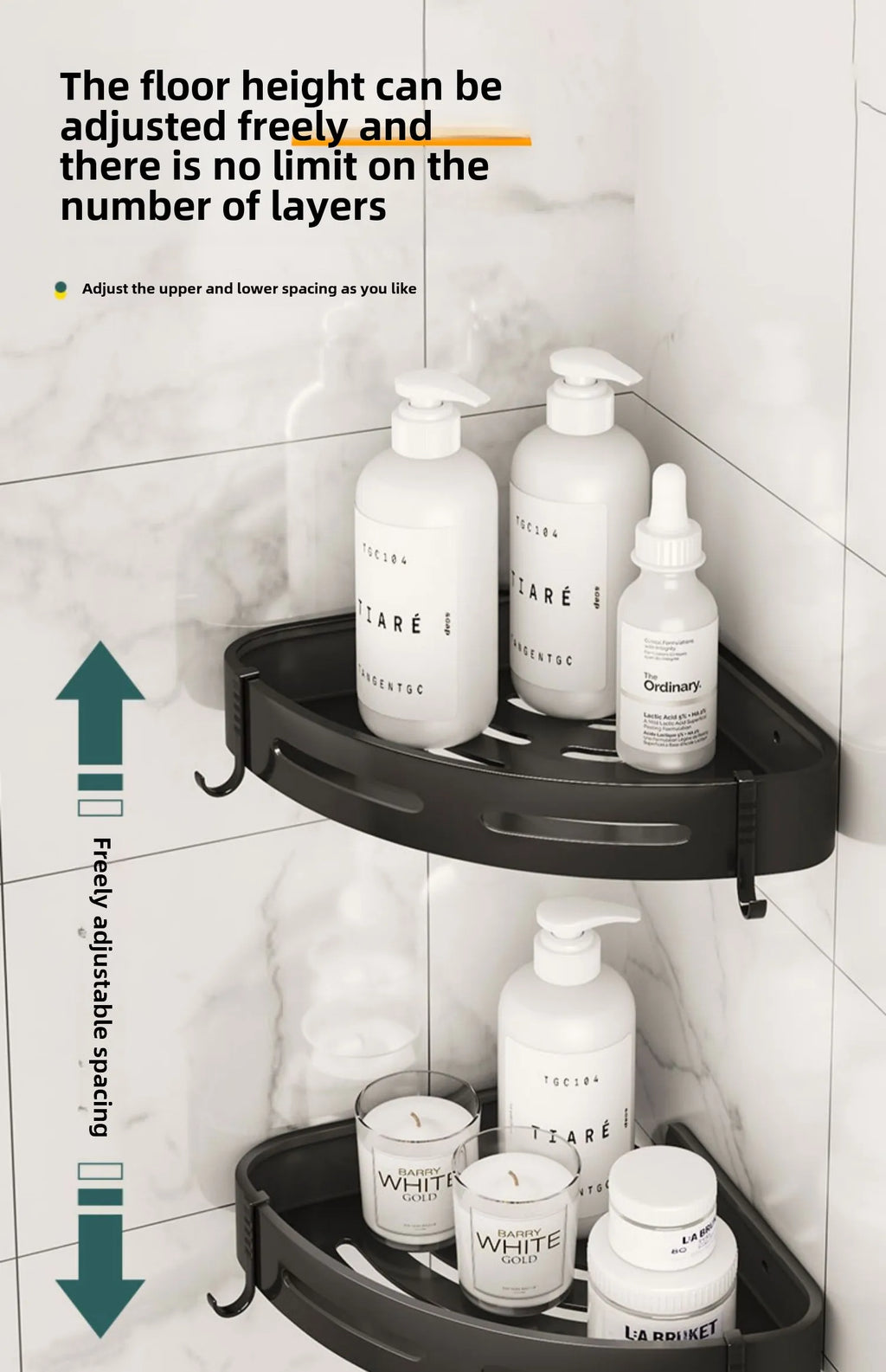 3/2/1 PCS Strong Adhesive No Drill Shower Shelf Storage Upgraded Waterproof Bathroom Organizer