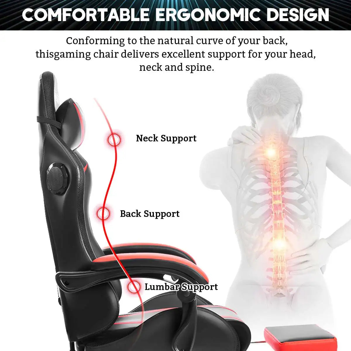 135 Degrees Gaming Chair RGB Light Office Chair