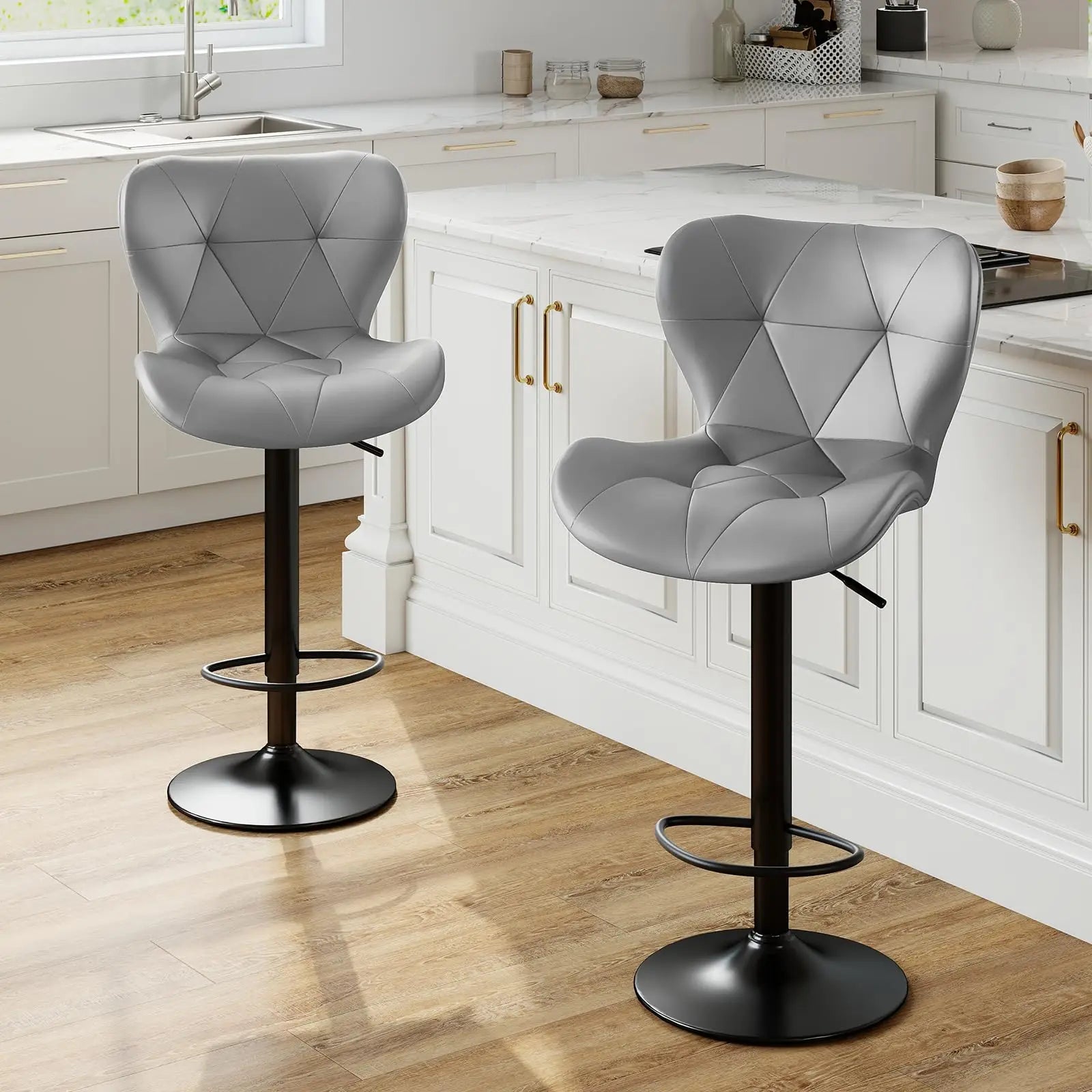 Ergonomic Faux Leather Dining Chairs Set of 2
