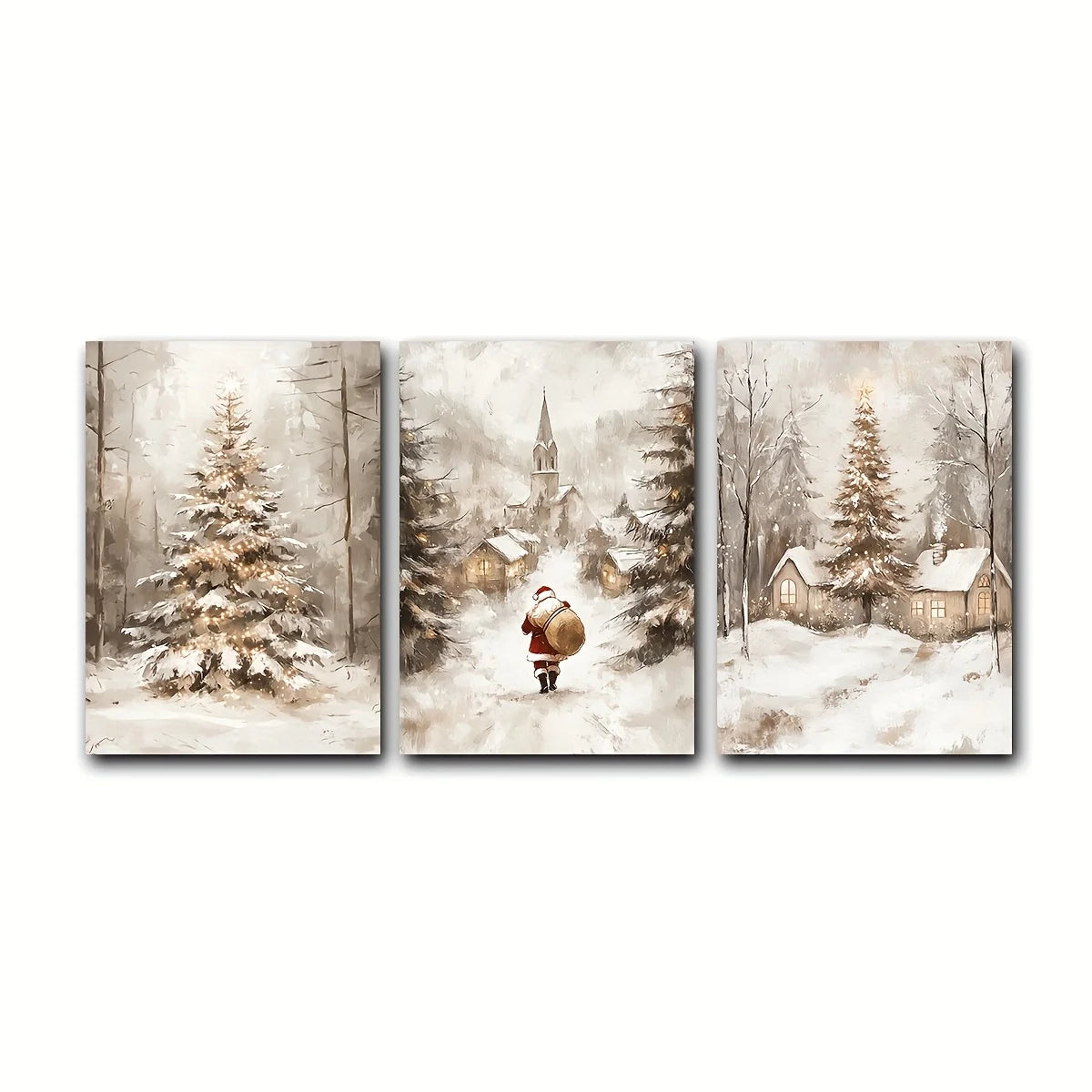 3pcs Vintage Christmas Print Posters,