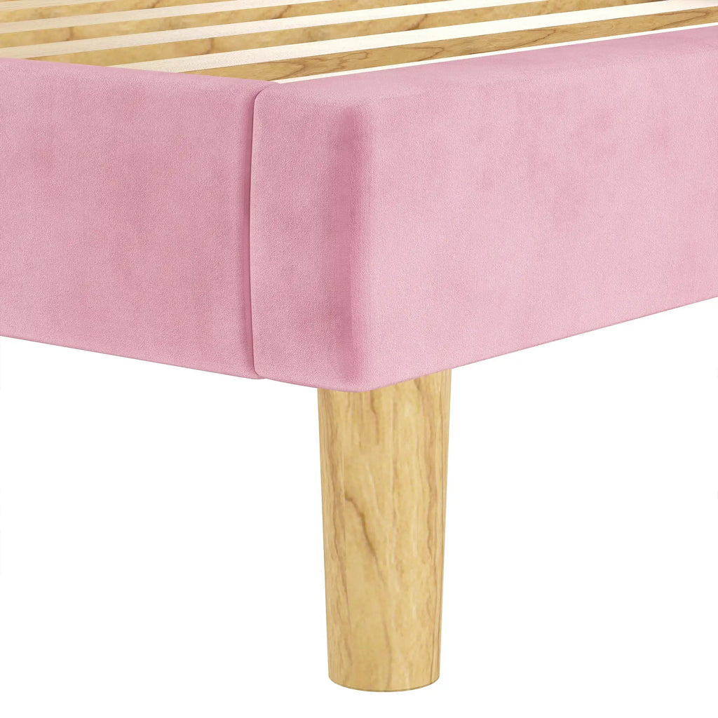 Bed Frames, Velvet Upholstered Platform Bed Frame with Headboard