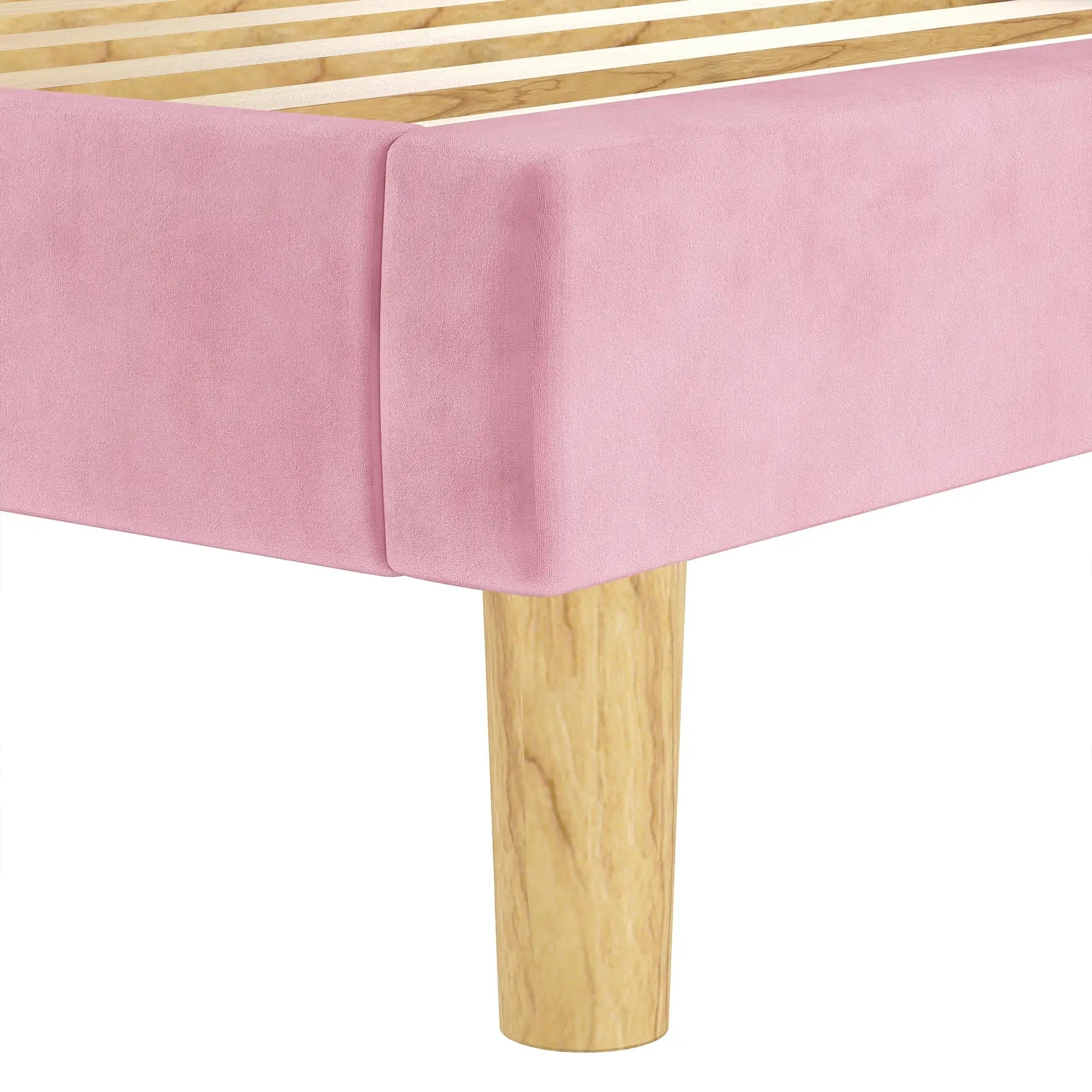 Bed Frames, Velvet Upholstered Platform Bed Frame with Headboard