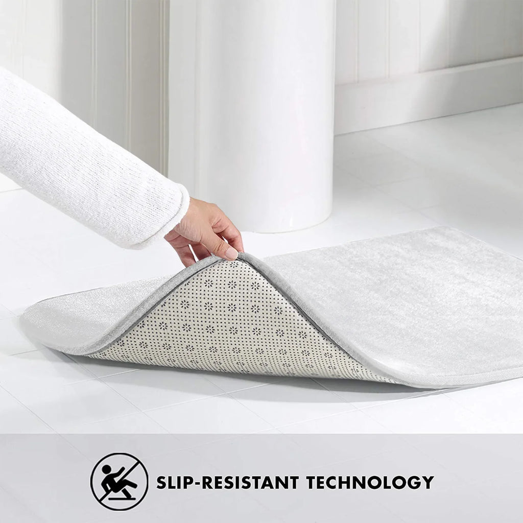 Bathroom Anti-Slip Mat Set - 3pcs Kit with Bluesy Irregular Glass Stone Pattern 2D Design, Digital Print - Includes Non-Slip Mat