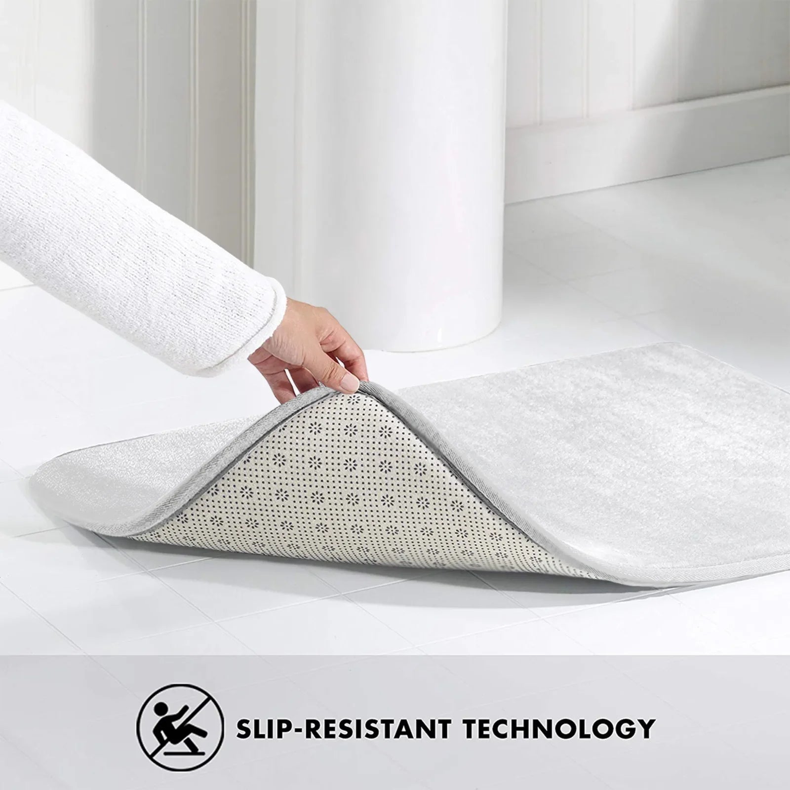 Bathroom Anti-Slip Mat Set - 3pcs Kit with Bluesy Irregular Glass Stone Pattern 2D Design, Digital Print - Includes Non-Slip Mat