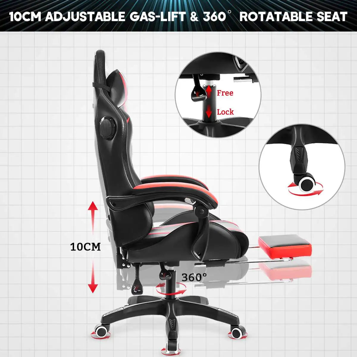 135 Degrees Gaming Chair RGB Light Office Chair