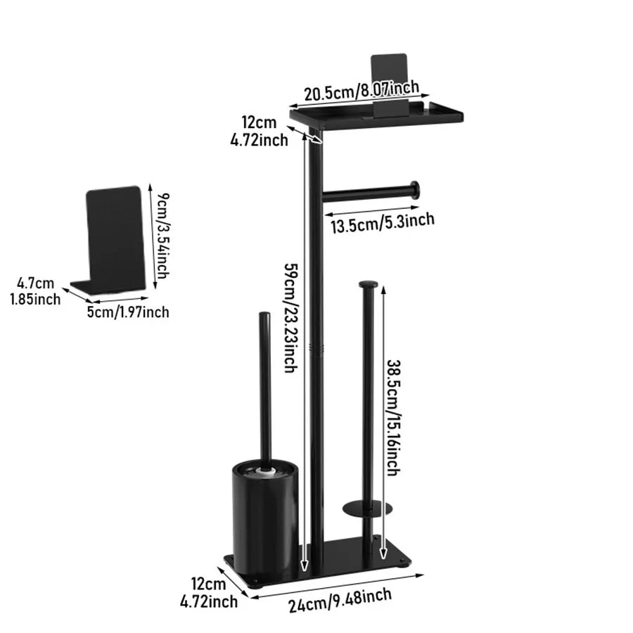 Toilet toilet floor standing paper holder with toilet brush storage