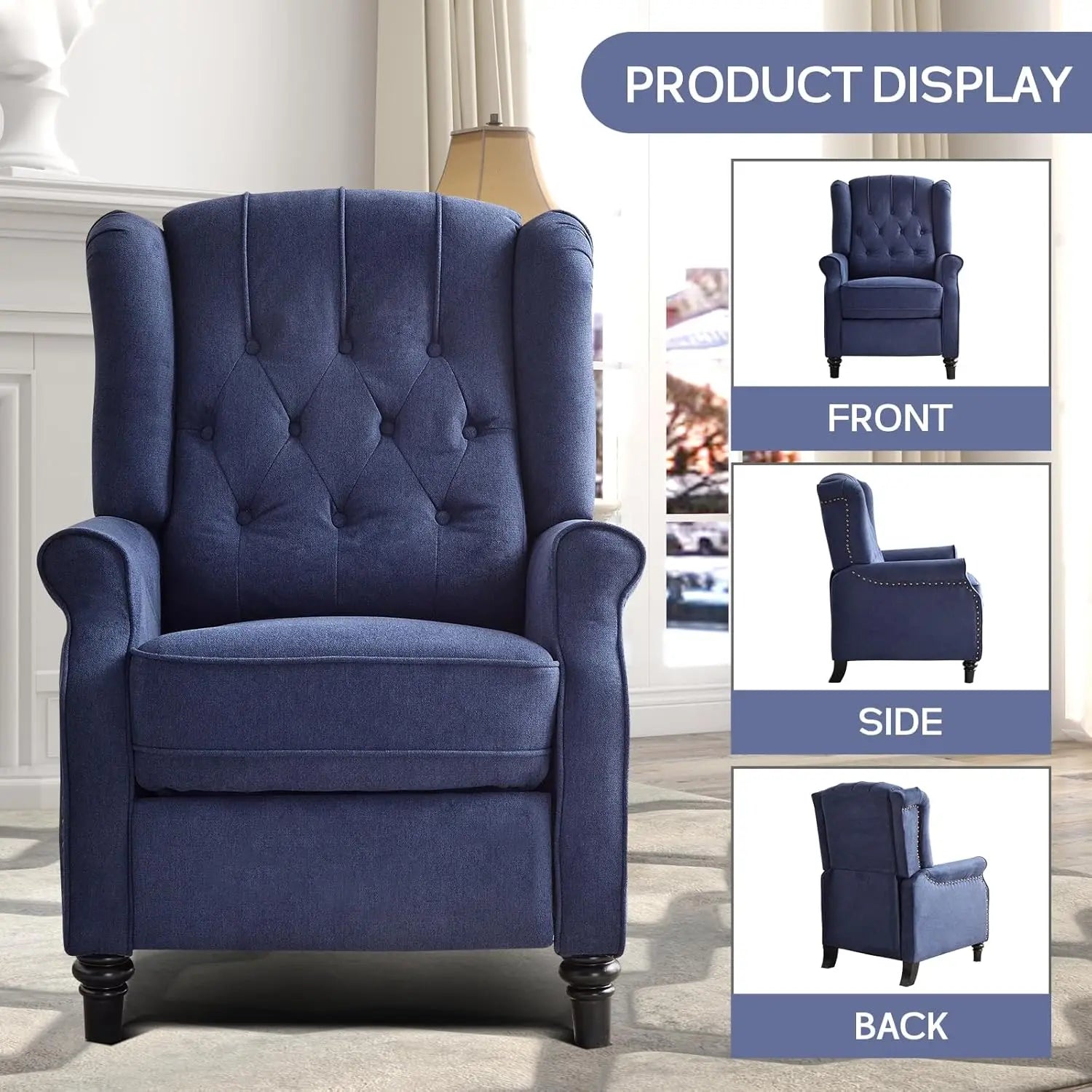 Push Back Recliner Chair Fabric Lounge