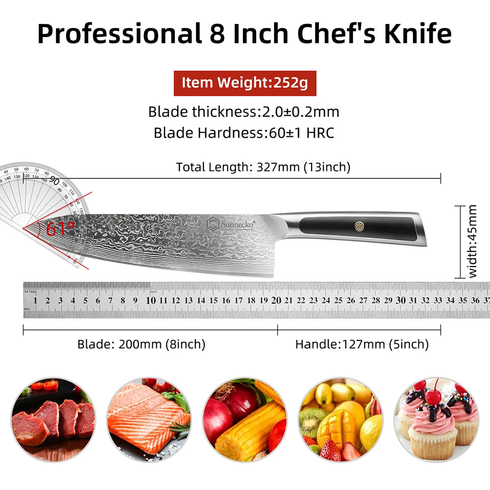 Sunnecko Damascus Knives 1-6Pcs/Set Ultra Sharp