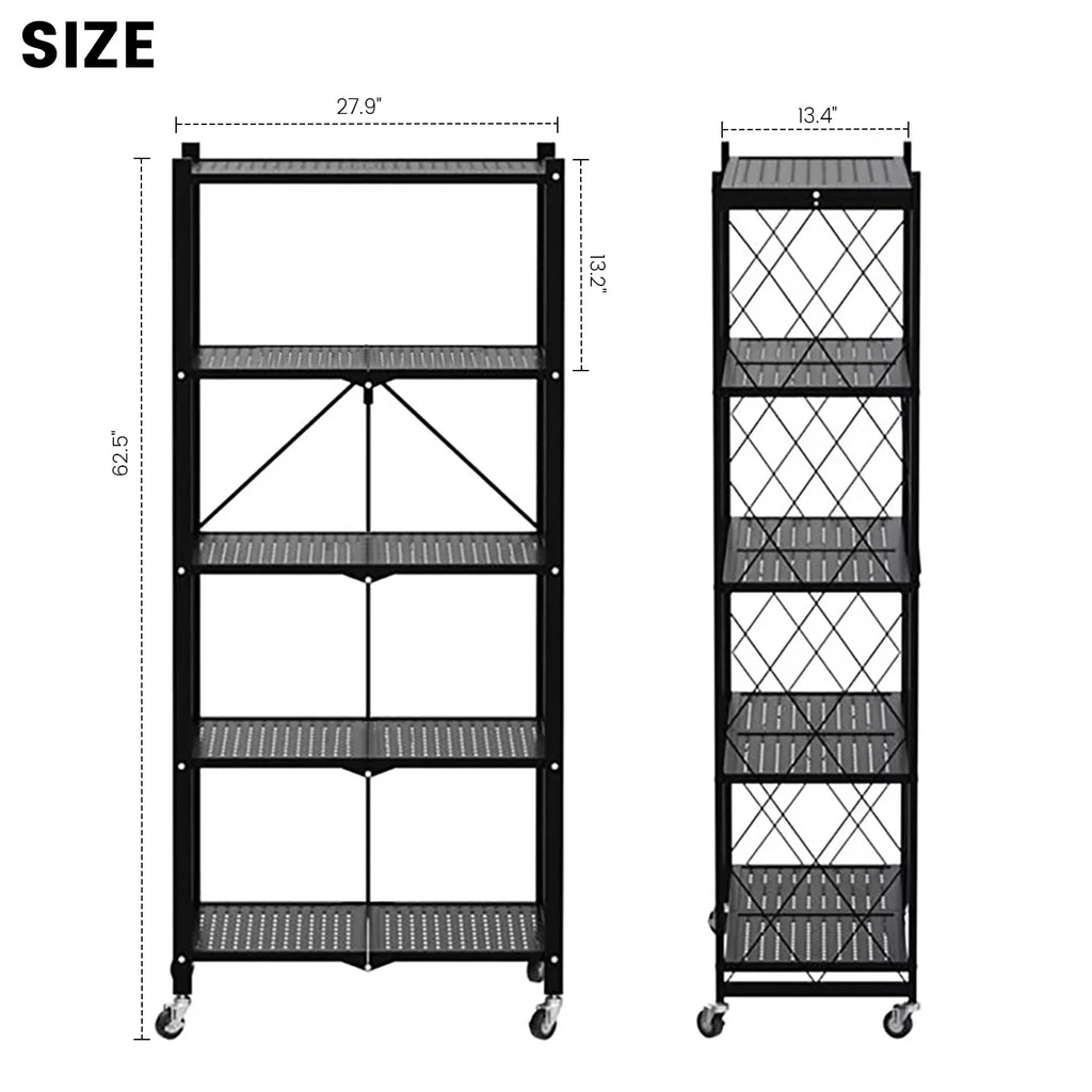 Storage Shelving 5-Tier With Wheel Unit Metal Shelf