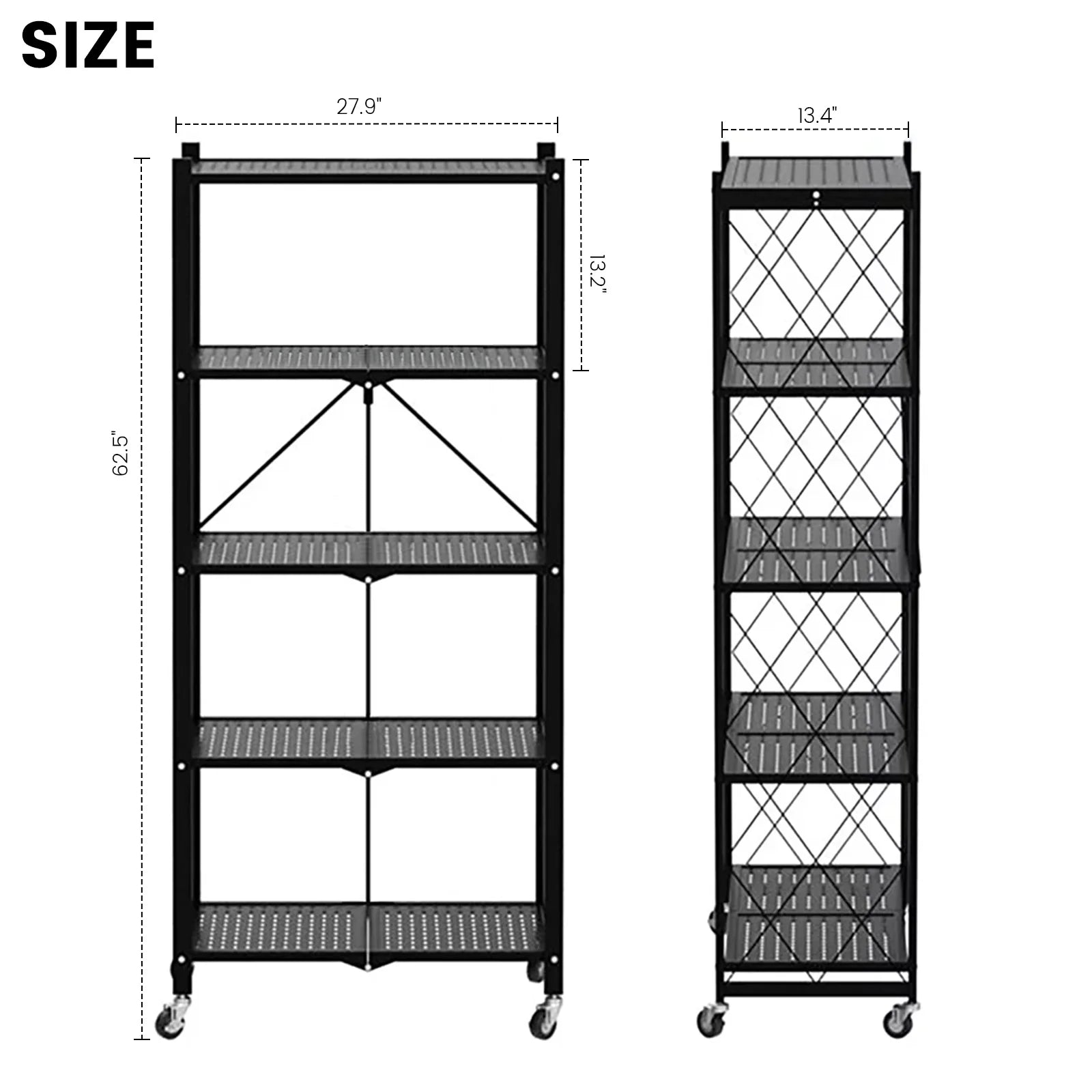 Storage Shelving 5-Tier With Wheel Unit Metal Shelf