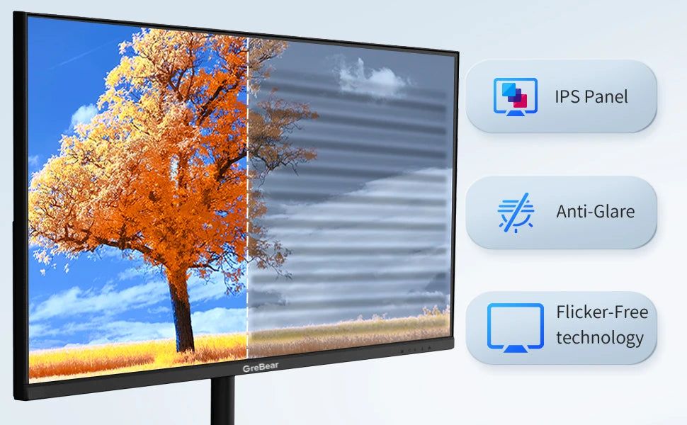 27-inch Computer Monitor IPS Panel PC Monitors FHD 1080p 75Hz LED Display Home Office Desktop Screen, HDMI, VGA, Flicker