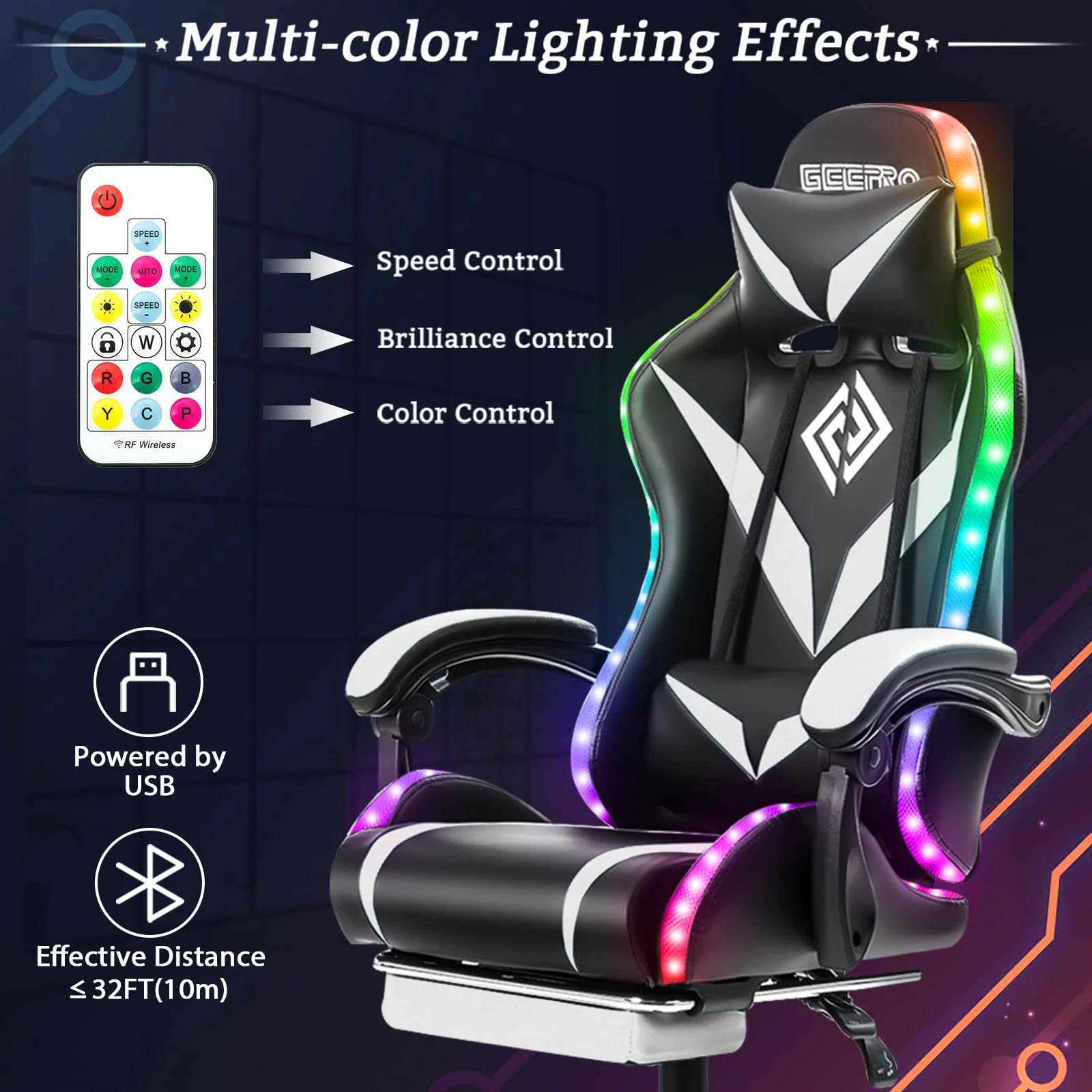 135 Degrees Gaming Chair RGB Light Office Chair