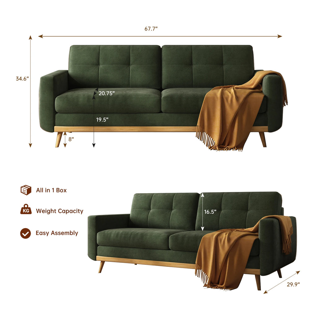 67.7-inch Mid-Century Modern Loveseat Sofa
