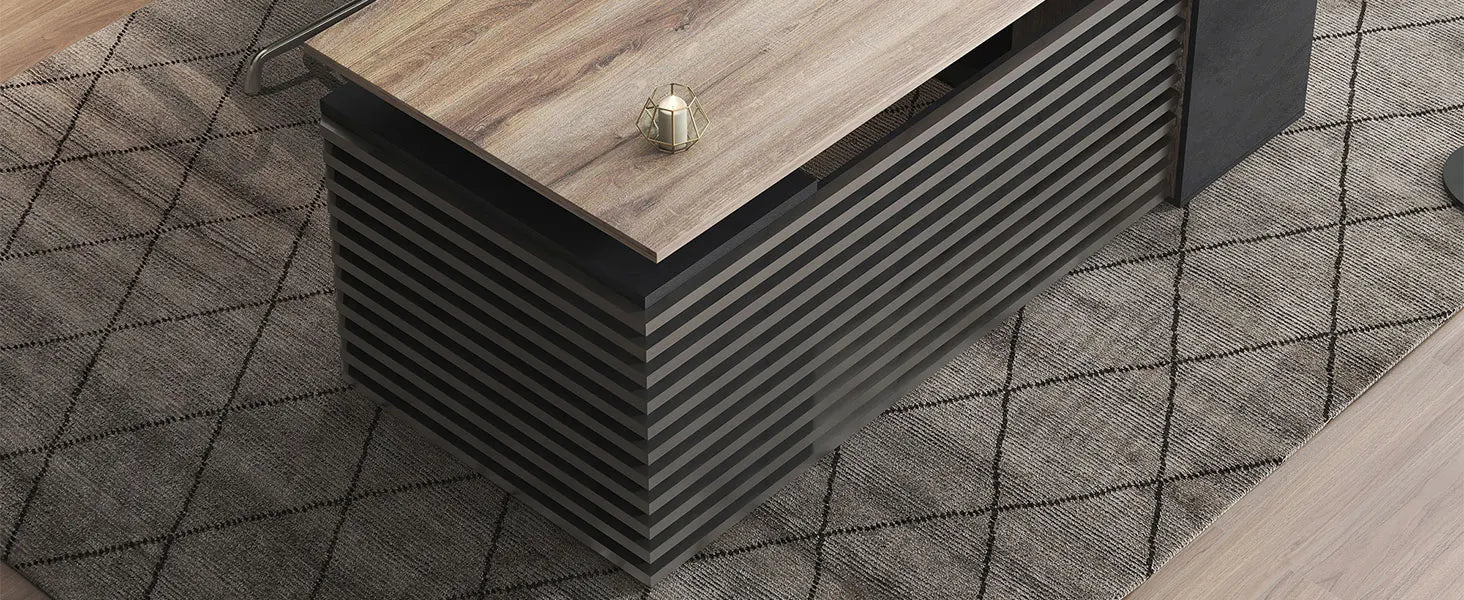 Adjustable Heigh L Shaped Executive Standing Desk w/Drawers