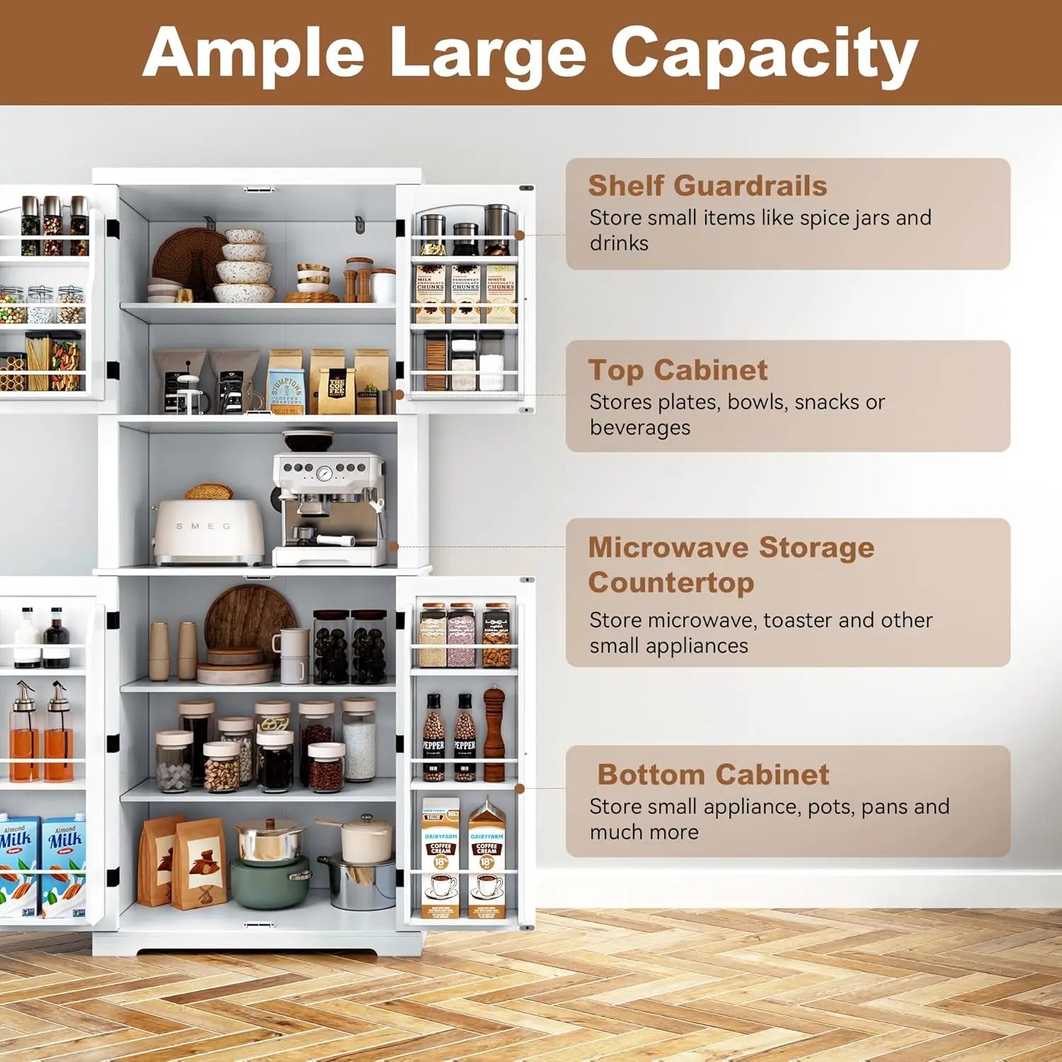 72" Freestanding  Cabinet with Storage Hutch