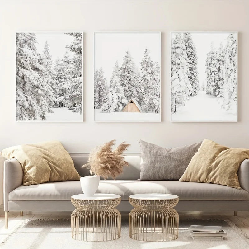 Snow Covered Pine Trees Winter Forest