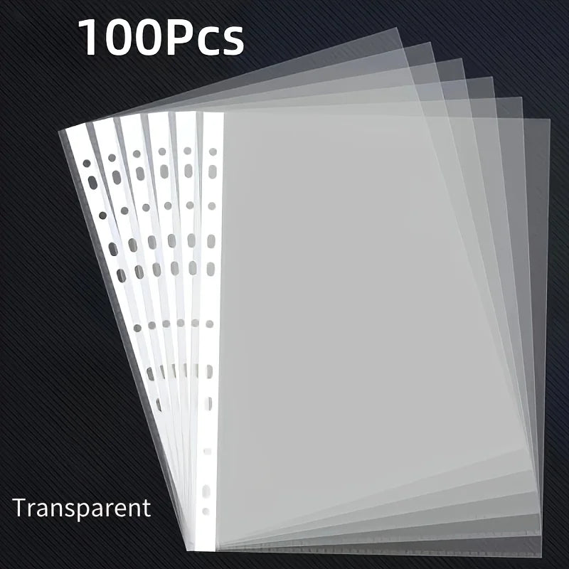 100 A4 folders, transparent plastic document bags,