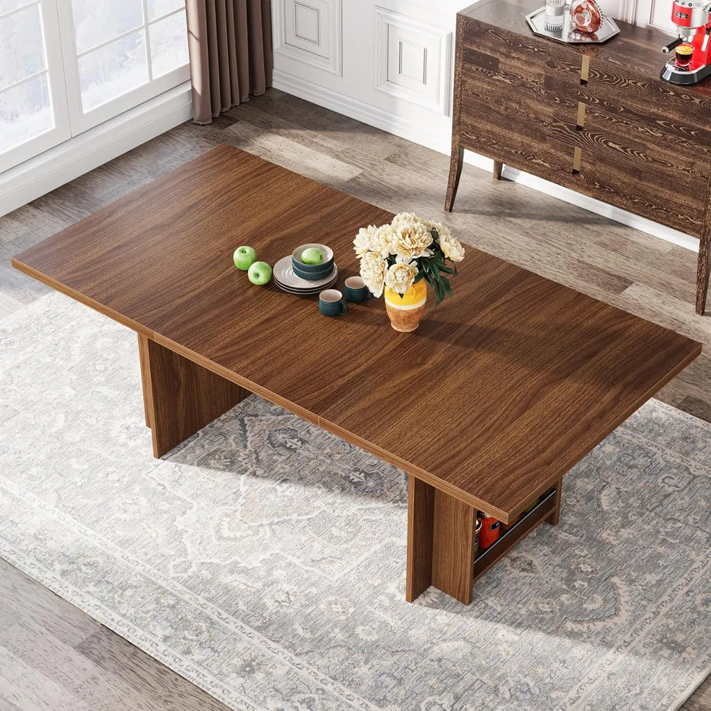 Farmhouse Dining Table for 6 to 8, 63-Inch Rectangular Kitchen Table