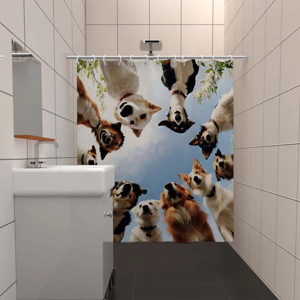 1pc Cute Dog Printed Waterproof Shower Curtain