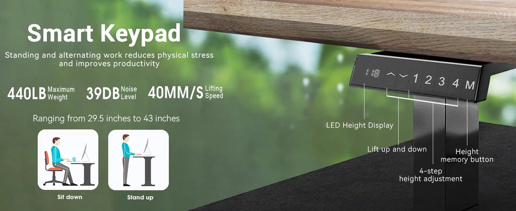 Adjustable Heigh L Shaped Executive Standing Desk w/Drawers