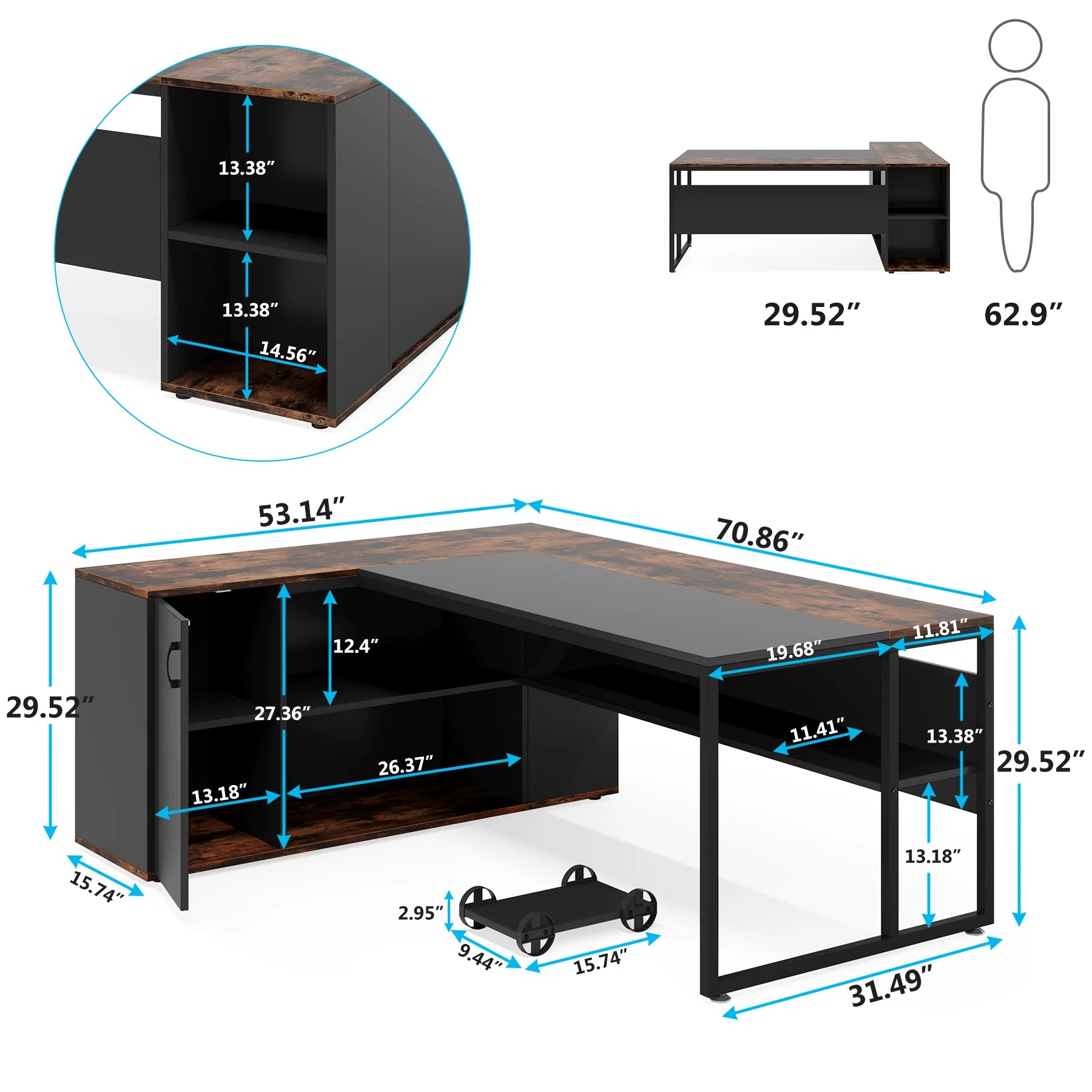 Tribesigns 71 inch Executive Desk, L Shaped Desk