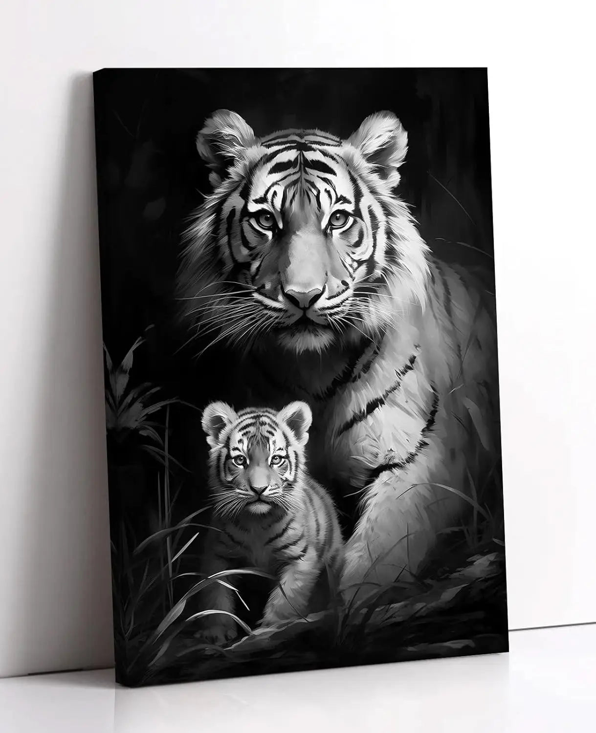 Large Lion Canvas Wall Art  Lion & Lioness with Red Rose Flower Picture