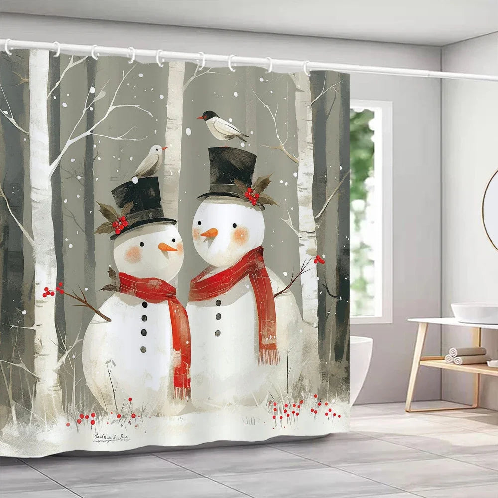 GAE1pc Merry Christmas Snowman Print Shower