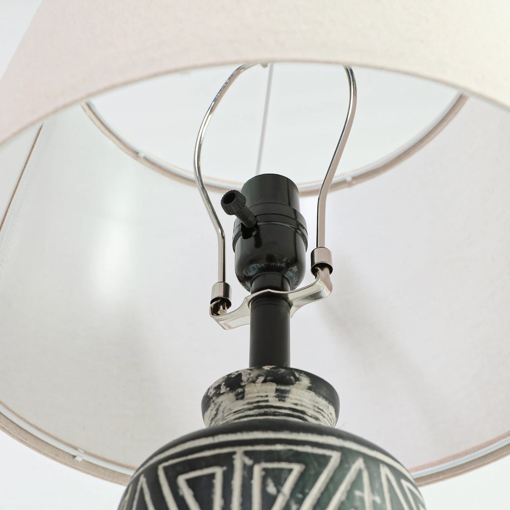 2 Pack 25-Inch Carved Geometric Ceramic Table Lamps