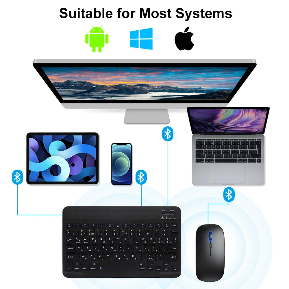 Bluetooth Keyboard and Mouse For iPad Xiaomi Samsung