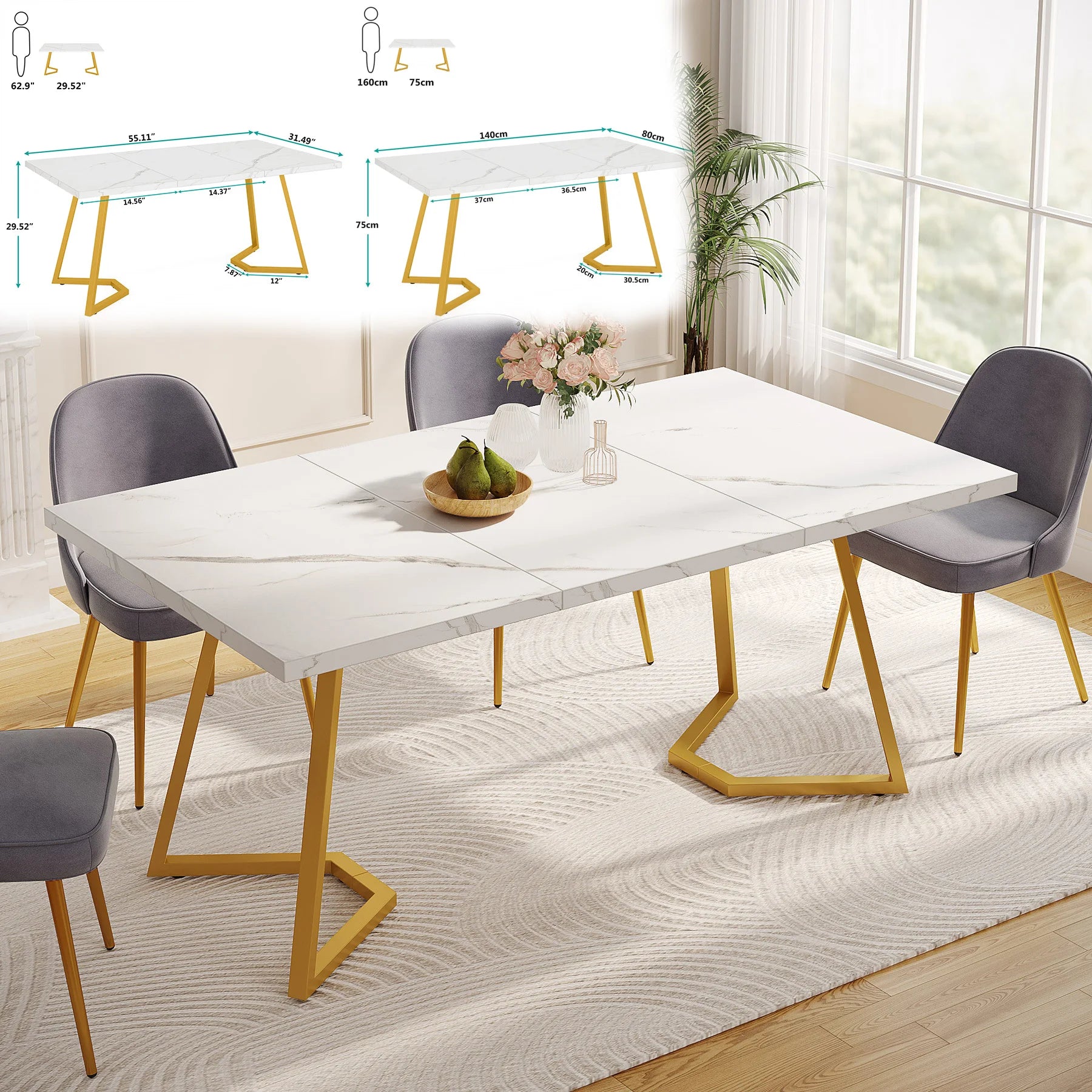 63-Inch Rectangular Dining Table