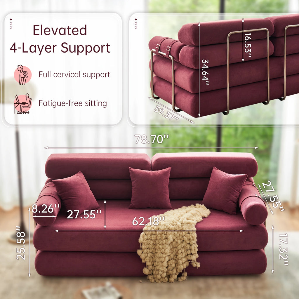 Convertible Sleeper Sofa - 35'' High-Back Floor Couch Bed