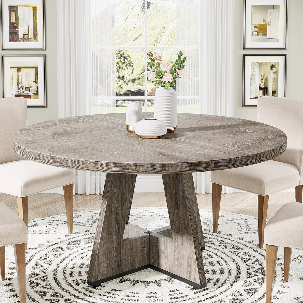 Tribesigns Round Dining Table for 4, 47 Inch Farmhouse Kitchen Table