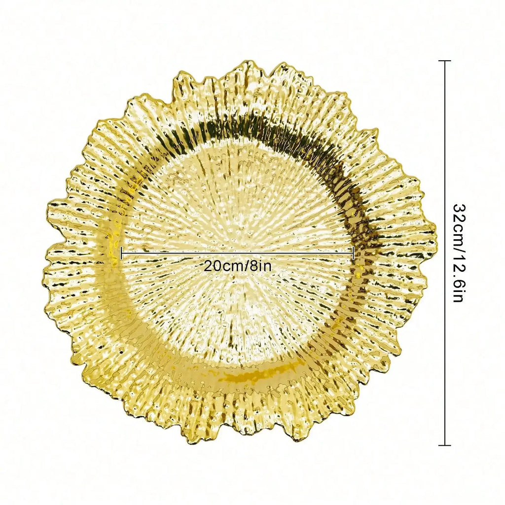 24pcs 13" Chargers Plate Round Gold Salad Reef Plate