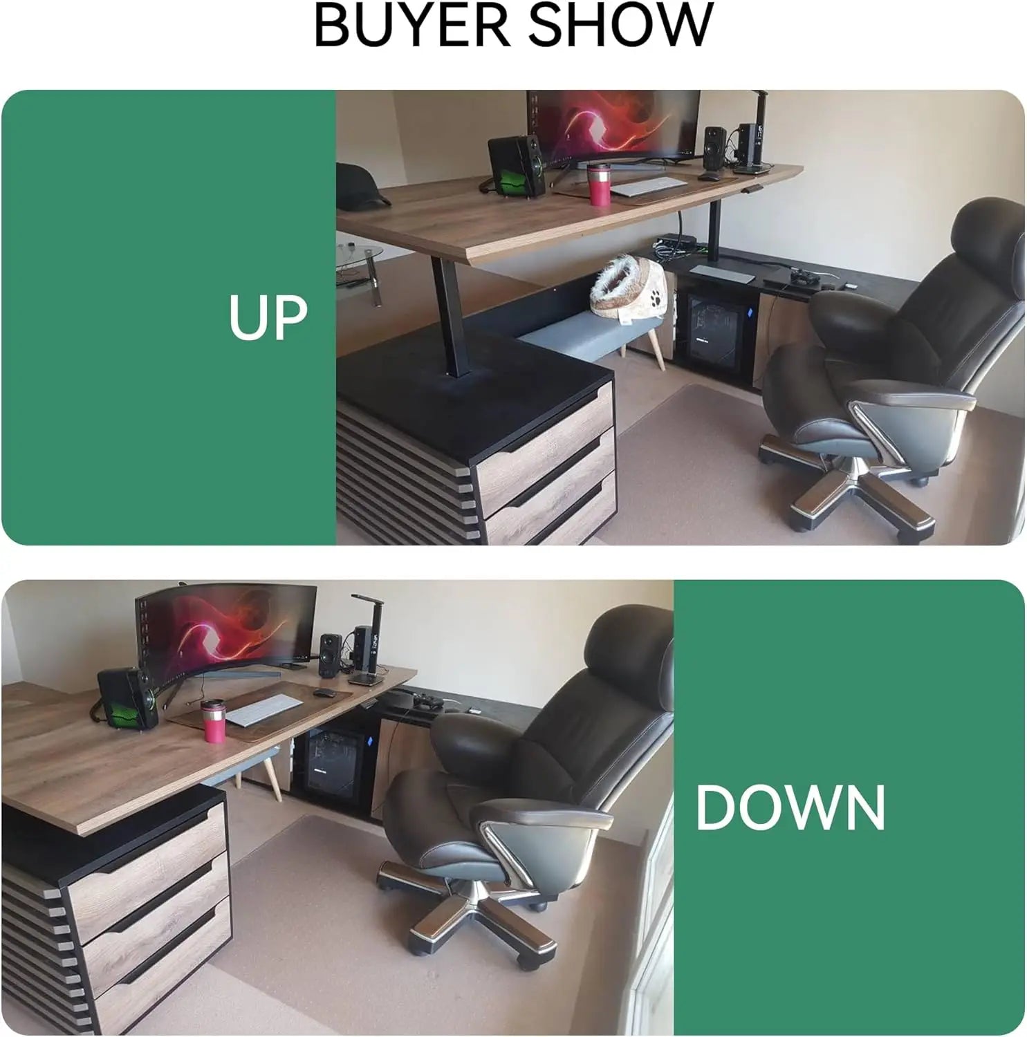 Adjustable Heigh L Shaped Executive Standing Desk w/Drawers