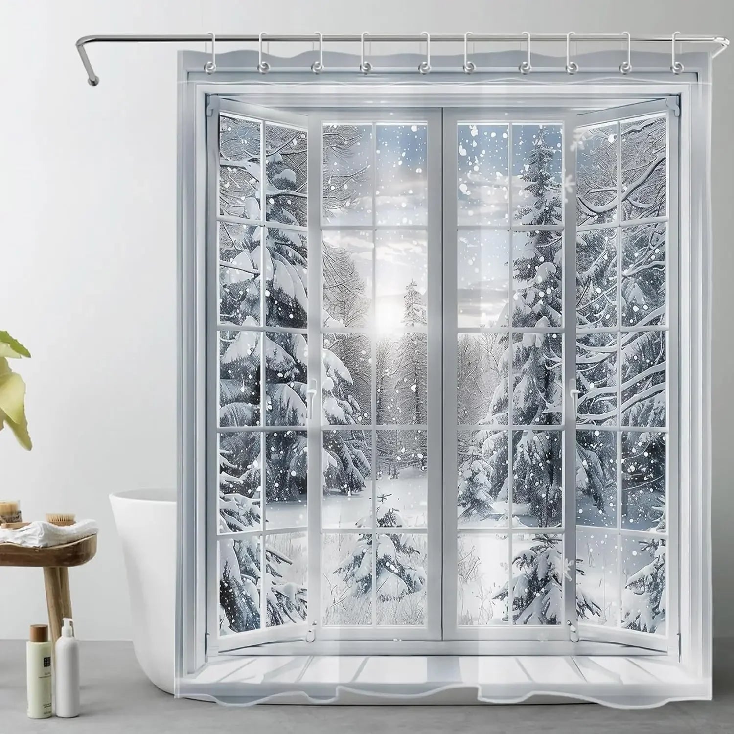 Winter Christmas Snowman Shower Curtains for Kids