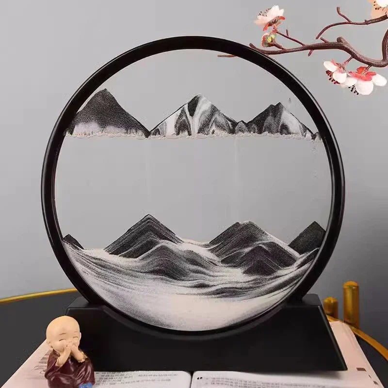 3D Moving Sand Art Picture Round Glass Deep Sea Sandscape