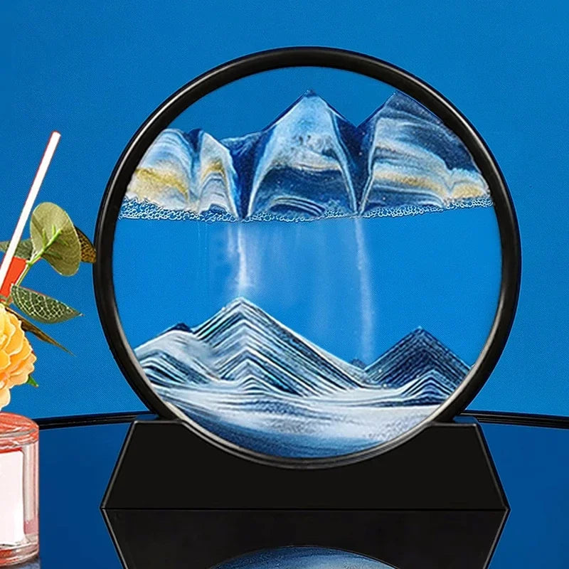 3D Moving Sand Art Picture Round Glass Deep Sea Sandscape