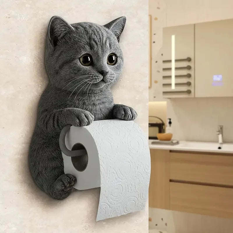 Cat Toilet Paper Holder Wall Mounted